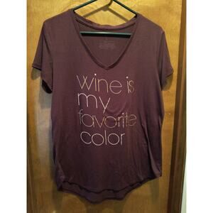 919.  Burgundy Tee Shirt Wine Is My Favorite Color Sz L V-neck